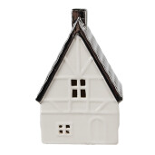 Casuta decorativa portelan bej argintiu 8x7x12 cm