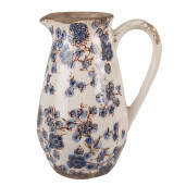 Carafa decorativa ceramica bej albastra 17x13x22 cm