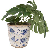 Ghiveci flori ceramica bej albastru Rose 15x14 cm