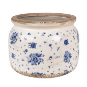 Ghiveci flori ceramica bej albastra Flower 20x15 cm