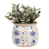 Ghiveci flori ceramica bej albastru 16x13 cm