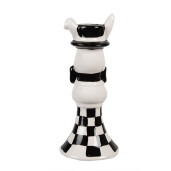Set 2 sfesnice lumanari ceramica alba neagra Iepuras 7x17 cm