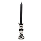 Set 2 sfesnice lumanari ceramica alba neagra Iepuras 7x17 cm