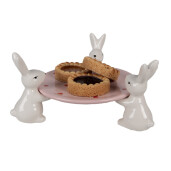 Platou Paste ceramica alba roz 24x23x12 cm