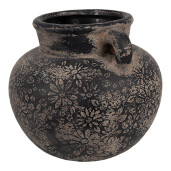 Ghiveci flori ceramica gri maro 16x14 cm