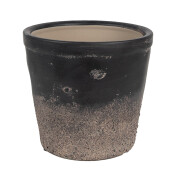 Ghiveci flori ceramica neagra maro 15x14 cm