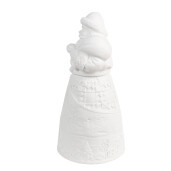 Figurina Mos Craciun portelan alb cu led 9x19 cm