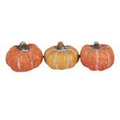 Set 3 Dovleci decorativi ceramica portocalie 18x7x4 cm