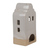 Suport lumanare Casuta ceramica bej 11x10x23 cm