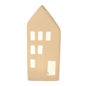 Casuta decorativa portelan alb led 7x6x15 cm