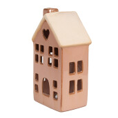 Casuta decorativa cu led portelan maro 8x6x15 cm
