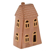 Casuta decorativa cu led portelan maro 10x6x16 cm