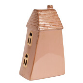 Casuta decorativa cu led portelan maro 10x6x16 cm