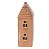 Casuta decorativa cu led portelan maro 10x6x16 cm