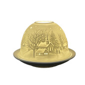 Suport lumanare Craciun portelan alb Ø 12x8 cm