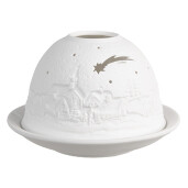 Suport lumanare decor Craciun portelan alb Ø 12x8 cm