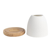 Candela lemn maro portelan alb 9x10 cm