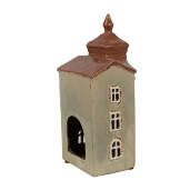 Candela Casuta ceramica verde maro 12x9x25 cm