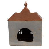 Candela Casuta ceramica gri maro 16x9x20 cm