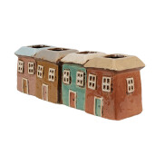 Vaza flori ceramica multicolora Casute 31x9x11 cm