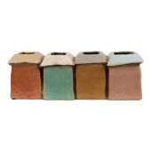 Vaza flori ceramica multicolora Casute 31x9x11 cm