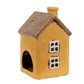 Candela Casuta ceramica galbena maro 9x9x15 cm