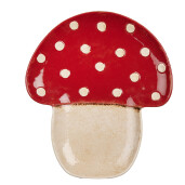Platou Ciupercuta ceramica bej rosie 23x26x3 cm