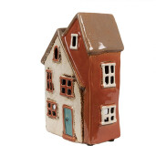 Candela Casuta ceramica maro bej 13x8x20 cm