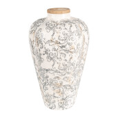Vaza flori ceramica bej gri 24x40 cm