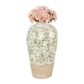 Vaza flori ceramica bej verde 21x34 cm
