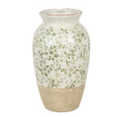 Vaza flori ceramica bej verde Summer 21x37 cm