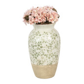 Vaza flori ceramica bej verde Summer 21x37 cm