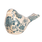 Pasare decorativa ceramica verde bej 16x7x9 cm