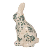 Figurina Iepuras Paste ceramica bej verde 13x10x21 cm