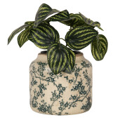 Ghiveci flori ceramica bej verde 16x15 cm