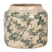 Ghiveci flori ceramica bej verde Ø 15x14 cm