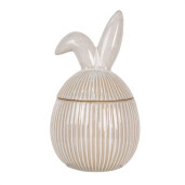 Ou decorativ Paste ceramica alba bej 12x12x21 cm