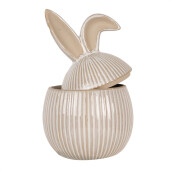 Ou decorativ Paste ceramica alba bej 12x12x21 cm
