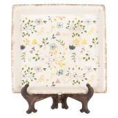 Tava decorativa cu suport ceramica multicolora 22x22x3 cm