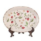 Tava decorativa cu suport ceramica multicolora Capsuni 25x18x3 cm