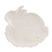 Platou ceramica alba Iepurasi 24x23x2 cm