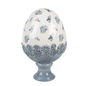  Ou decorativ Paste ceramica alba albastra 12x19 cm