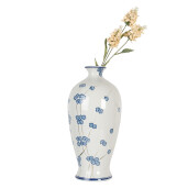 Vaza flori ceramica alba albastra 21x42 cm
