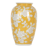 Vaza flori ceramica alba galbena Ø 17x27 cm
