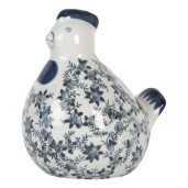 Figurina Gaina ceramica alba albastra 14x12x16 cm
