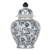 Vaza flori ceramica albastra alba Ø 14x21 cm