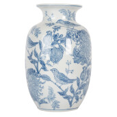 Vaza flori ceramica alba albastra Ø 14x23 cm