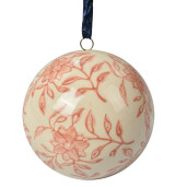 Sfera decorativa ceramica roz crem decor Flori Ø 8x8 cm