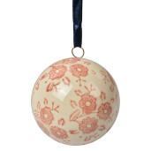 Sfera decorativa ceramica roz crem Flori Ø 6x6 cm