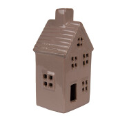 Casuta decorativa ceramica maro cu led 8x6x15 cm